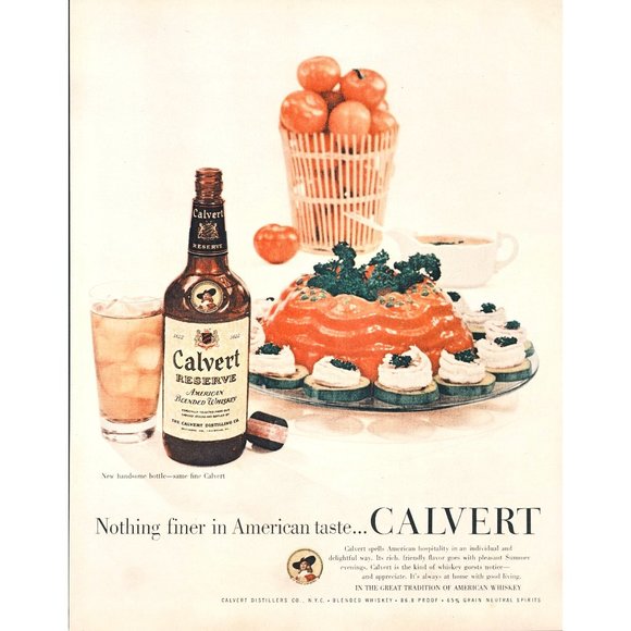 1956 Calvert Reserve American Whiskey Vintage Print Ad Hors D'Oeuvres Party 50s - Picture 1 of 1